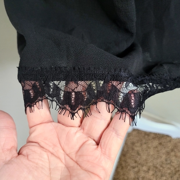 Wayf, Black Dress Lace Trim with V Neck Mini, Size Medium - Picture 8 of 13